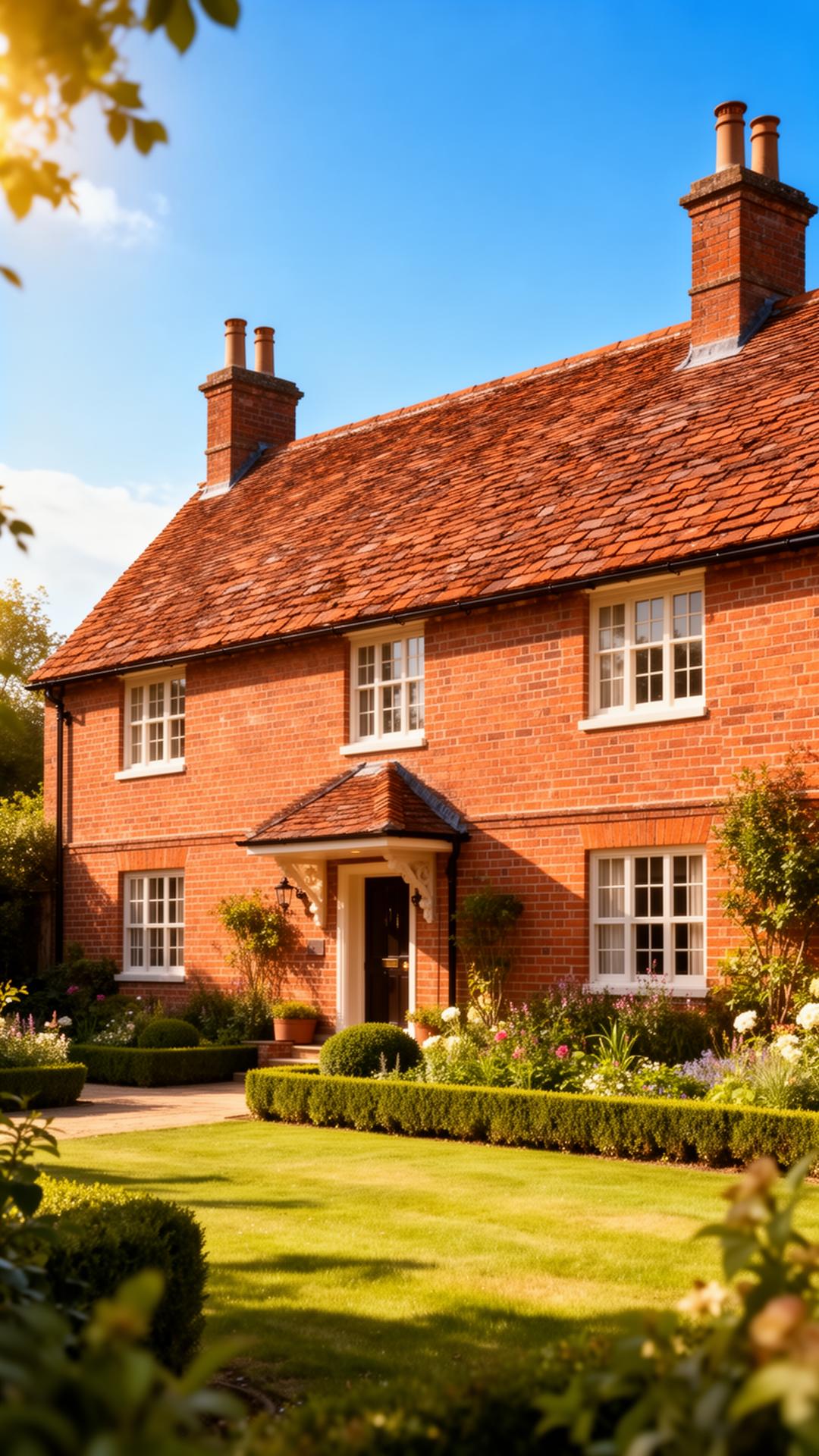 Restored Berkshire country house at golden hour
